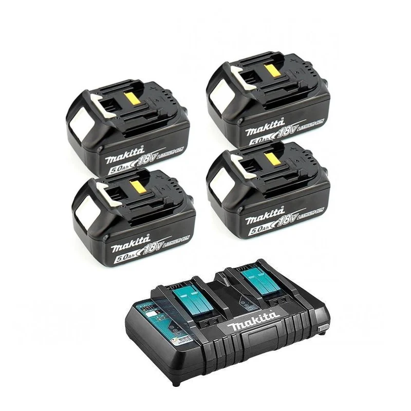 PACK ENERGIE Makita 4 Batteries 5Ah + 1 Chargeur double - 197626-8C