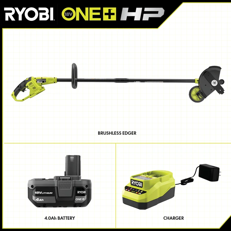 18V ONE+ HP Brushless Lawn Edger Tool With 4.0 Ah Battery and Charger