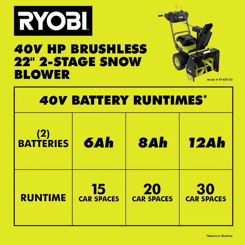 40V HP Brushless WHISPER SERIES 22" Two-Stage Snow Blower Kit