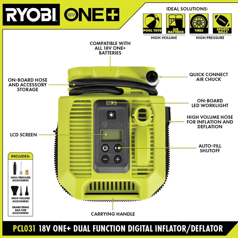 18V ONE+ Dual Function Digital Inflator/Deflator