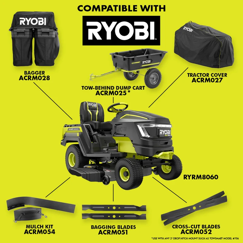 80V HP Brushless 42" Battery Cordless Electric Riding Lawn Tractor Kit