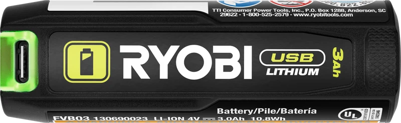 USB Lithium 3AH Lithium Rechargeable Battery (2-Pack)