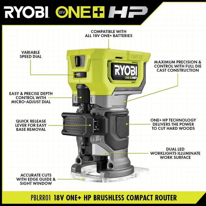 18V ONE+ HP Brushless Compact Router Kit