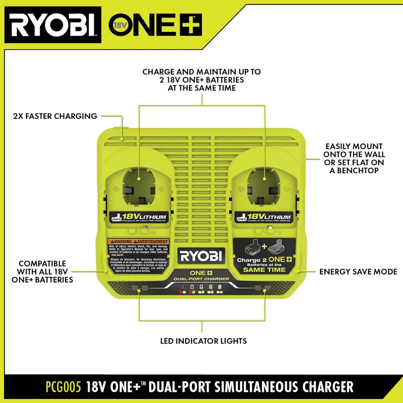 18V ONE+ Dual-Port Simultaneous Charger