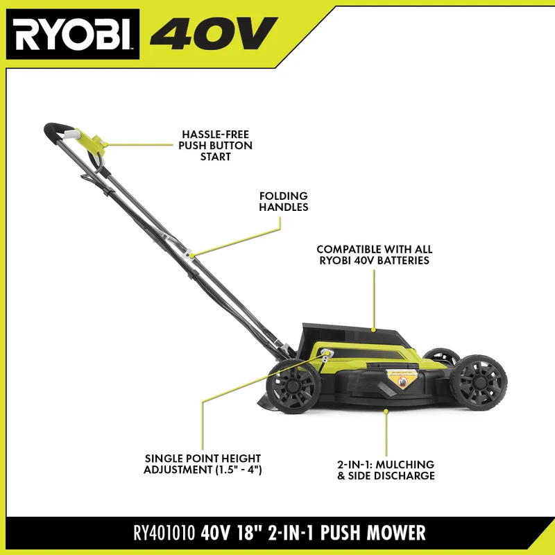 40V 18" 2-IN-1 Push Mower