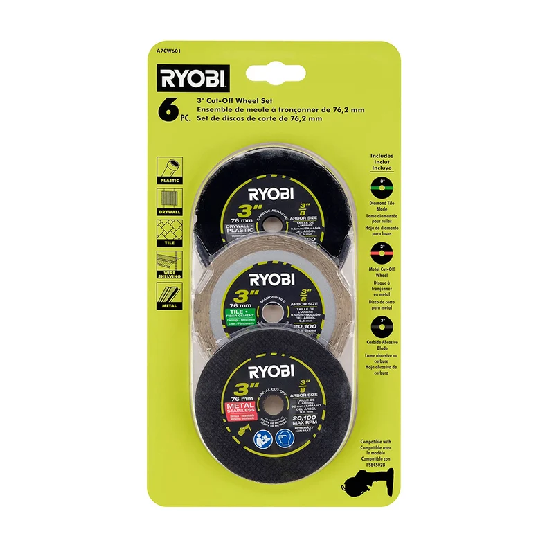 RYOBI 6 PC. 3 in. Cut-Off Wheel Set