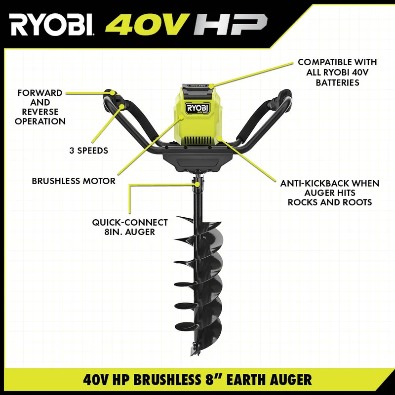 40V HP Brushless 8" Earth Auger