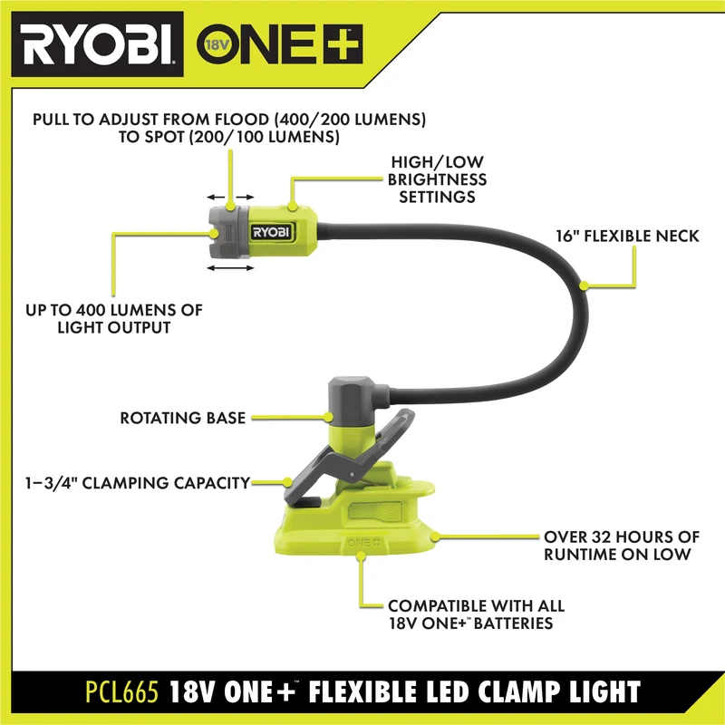 18V ONE+ Flexible LED Clamp Light