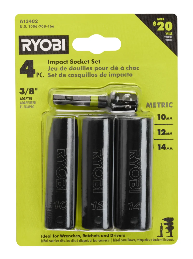 4 PC. 3/8" Drive Metric Impact Socket Set