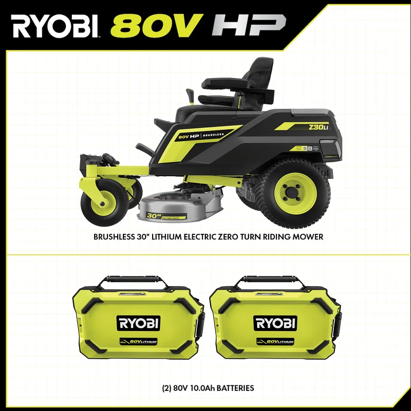 80V HP Brushless 30" Lithium Electric Zero Turn Riding Mower Kit