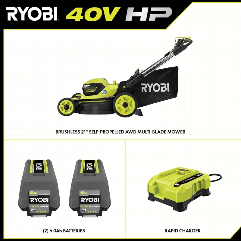 40V HP Brushless 21" Self-Propelled AWD Multi-Blade Mower Kit