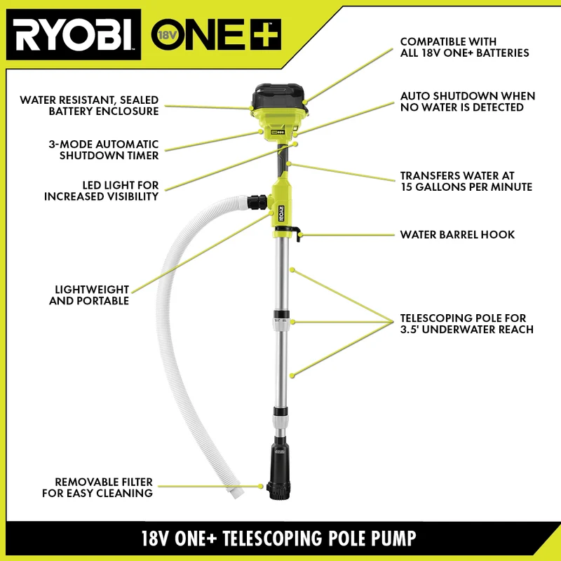 18V ONE+ 1/6 Telescoping Pole Pump Kit