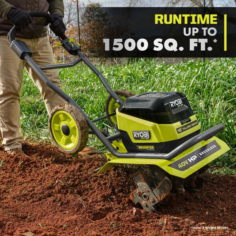 40V HP Brushless WHISPER SERIES 16" Front Tine Tiller Kit