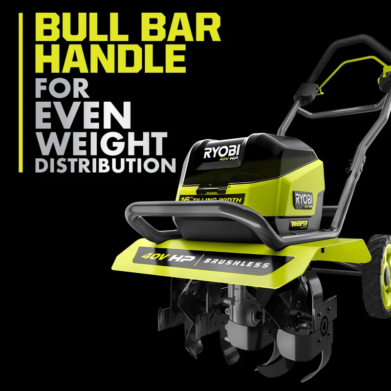 40V HP Brushless WHISPER SERIES 16" Front Tine Tiller Kit