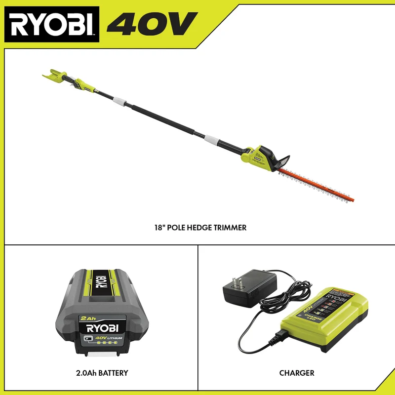 40V 18" Pole Hedge Trimmer Kit