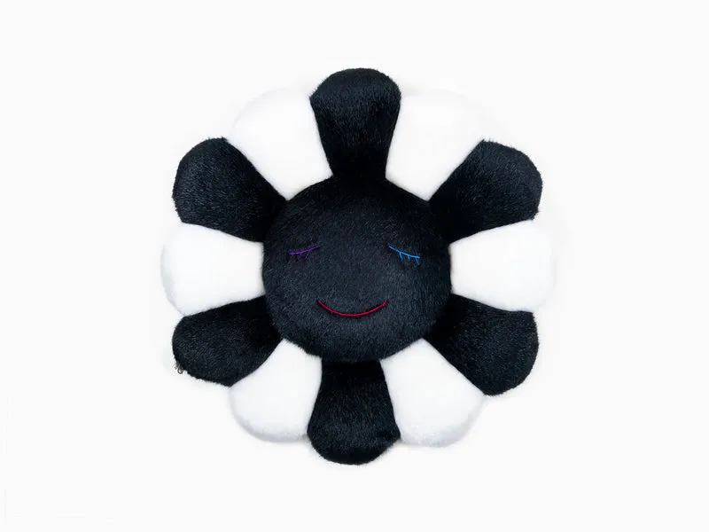 Takashi Murakami - coussin fleur 30 cm - Noir et blanc