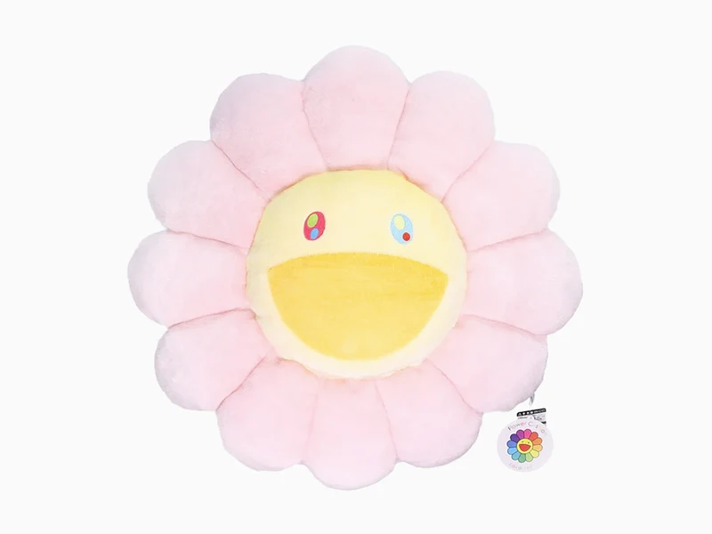 Coussin « Flower » de Takashi Murakami - 60 cm - Rose clair