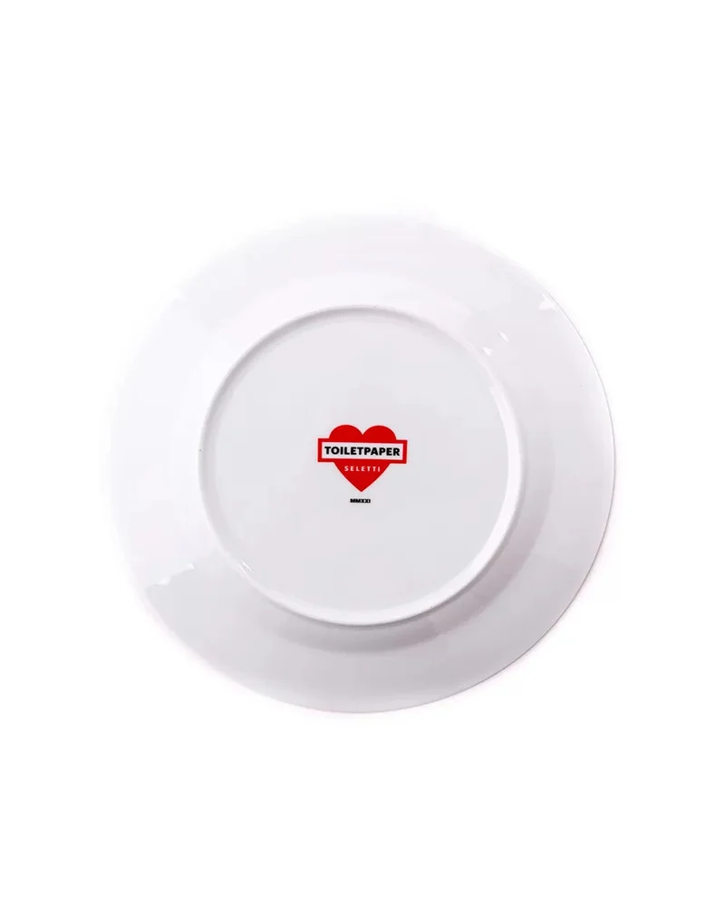 Seletti porte Toiletpaper - assiette en porcelaine bordure or Trompettes