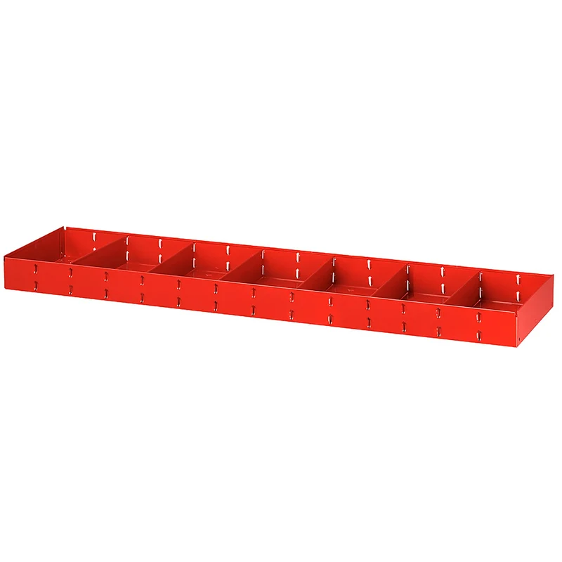 [U50030025] Étagère métal, P 200 mm, montants 5003MD, 6 séparateurs amovibles, L 1425 x H 90 mm