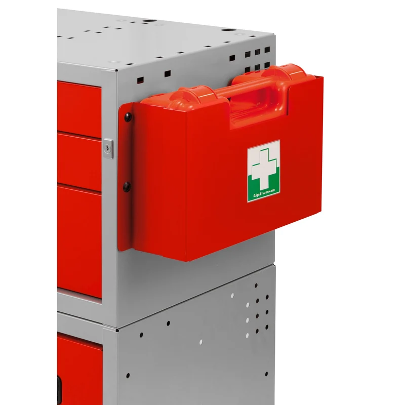 [U50020132] Valise premiers secours avec support, fixation sur meubles et montants