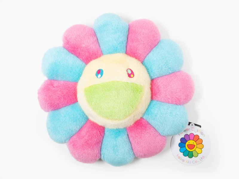 Takashi Murakami - Coussin fleur - 30 cm - Rose et bleu