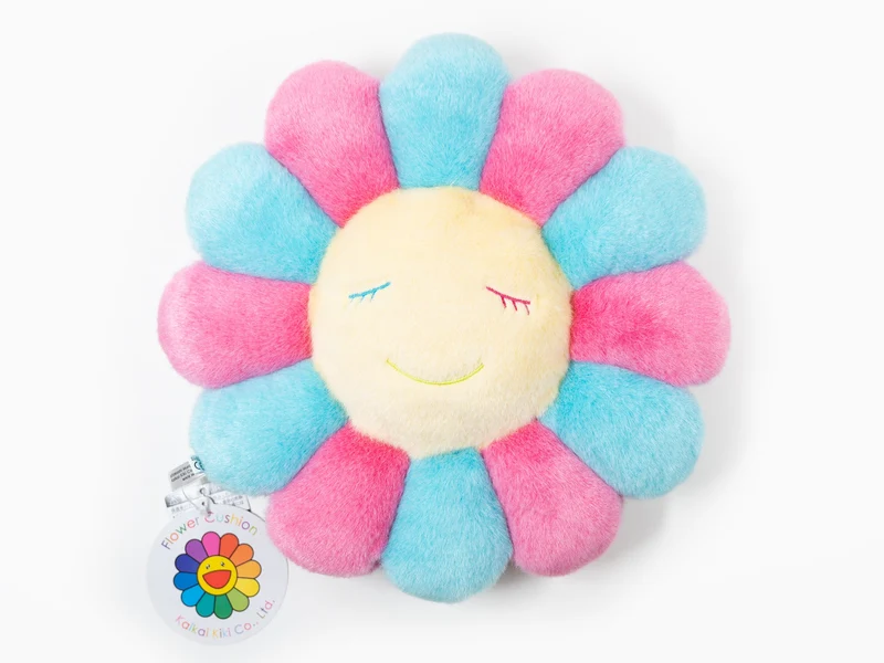 Takashi Murakami - Coussin fleur - 30 cm - Rose et bleu
