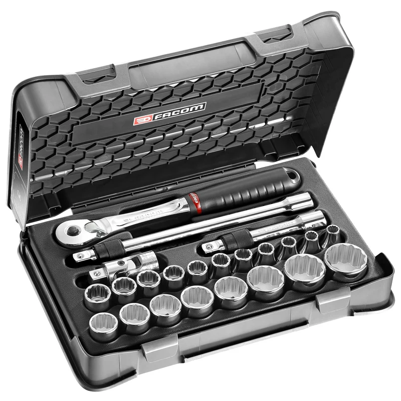 [SL.171-3P12] Jeu de douilles, 12 pans métriques, 23 pièces, 1/2"