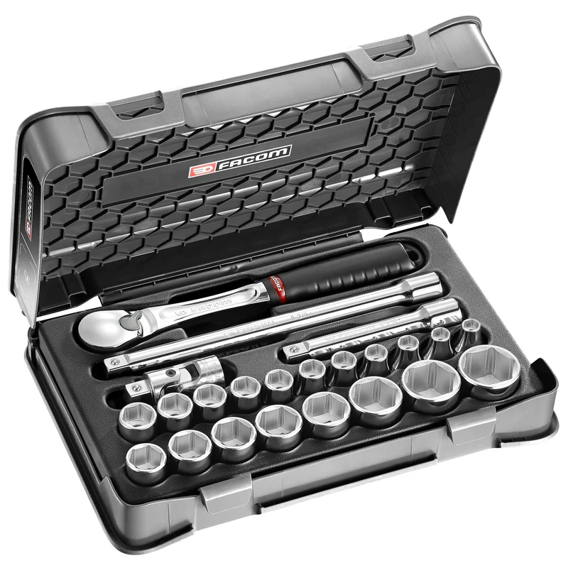[SL.161-3P6] Coffret douilles, 6 pans métriques, 23 pièces, 1/2"
