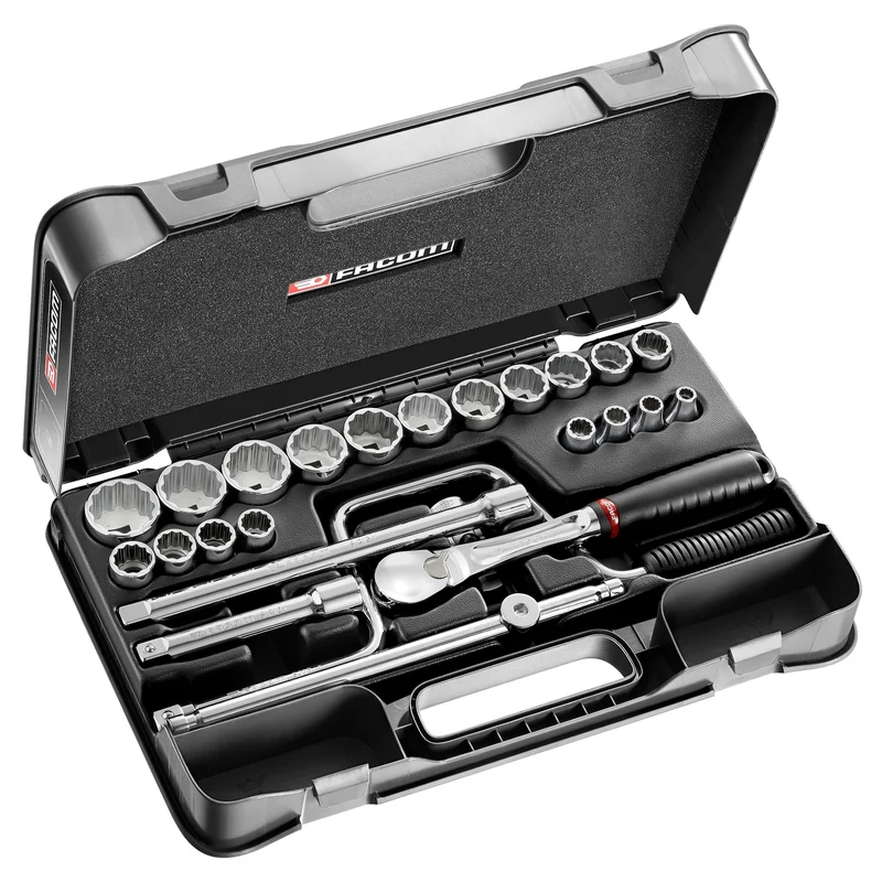 [SL.161-3P12U] Coffret douilles, 12 pans en pouces, 25 pièces, 1/2"