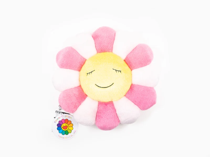 Takashi MURAKAMI - coussin fleur - 30 cm - Rose (bouche rouge)