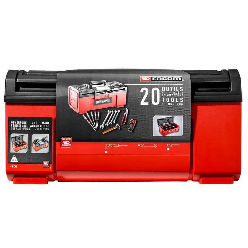 [TBX1M.PB] Caisse à outils polypropylène 19" avec assortiment (20 pièces)