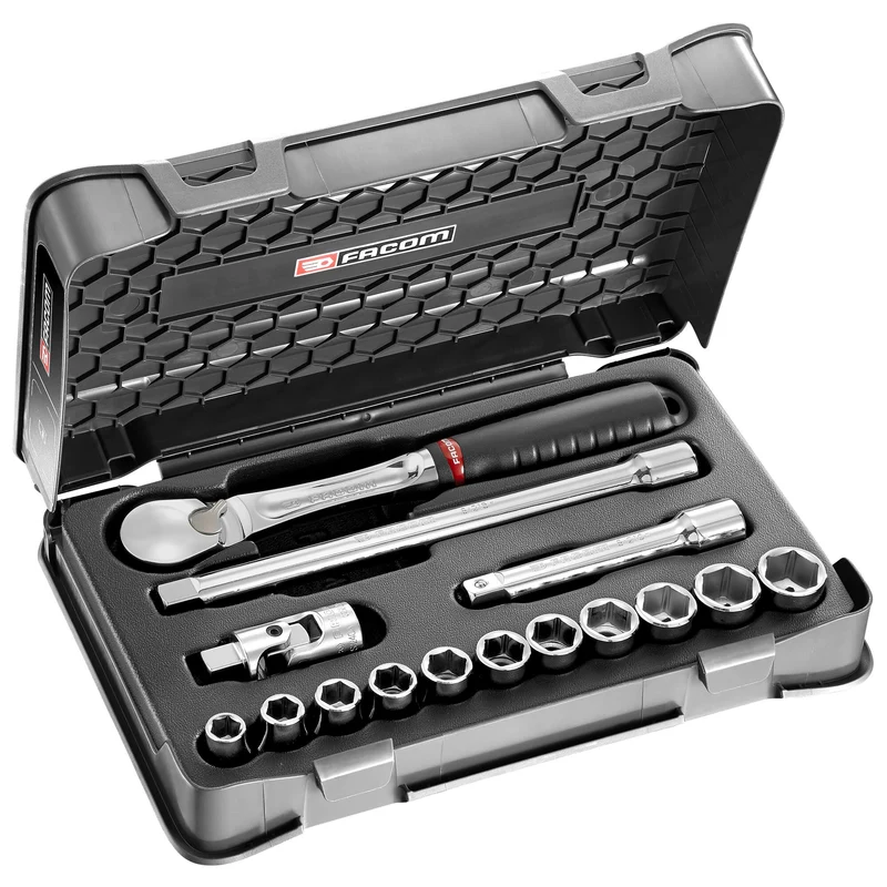 [SL.161-1P6U] Coffret douilles, 6 pans en pouces, 15 pièces, 1/2"