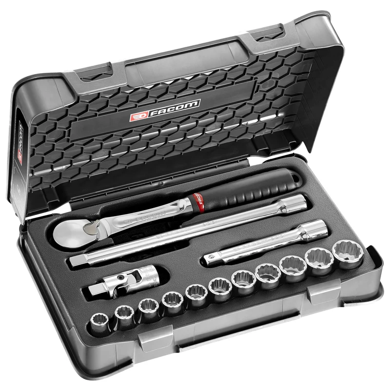 [SL.161-1P12U] Coffret douilles, 12 pans en pouces, 15 pièces, 1/2"