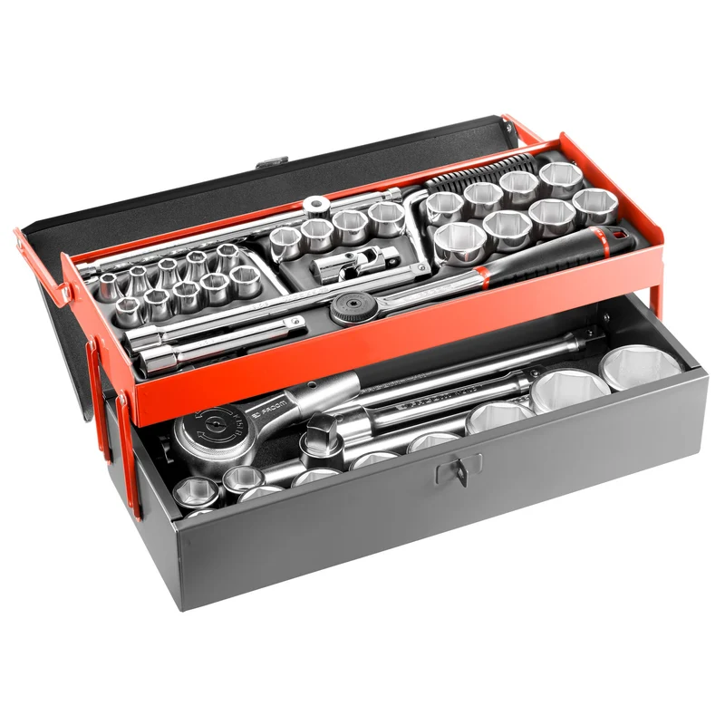 [SK.453N] Coffret de douilles, 6 pans, de 8 à 50 mm, de 1/2" et 3/4"