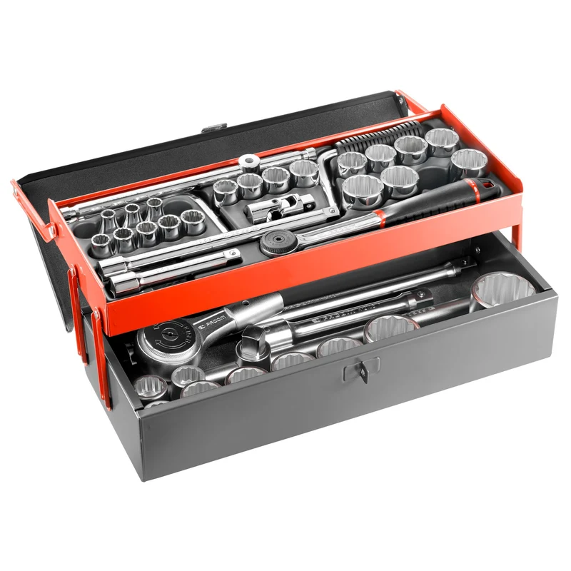 [SK.452U] Coffret de douilles, 12 pans, de 1/2" et 3/4", de 3/8" à 2"