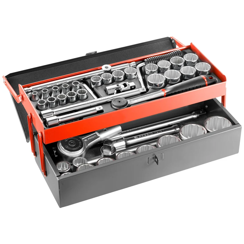 [SK.452N] Coffret de douilles, 12 pans, de 8 à 50 mm, de 1/2" et 3/4"