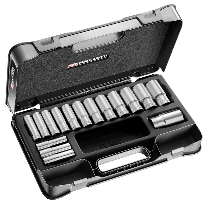 [S.405AE] Coffret douilles longues, 6 pans métriques, 16 pièces, 1/2"