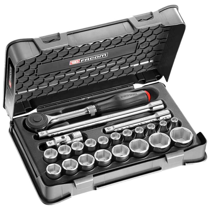 [S.360-3P6] Jeu de douilles, 6 pans métriques, 23 pièces, 1/2"