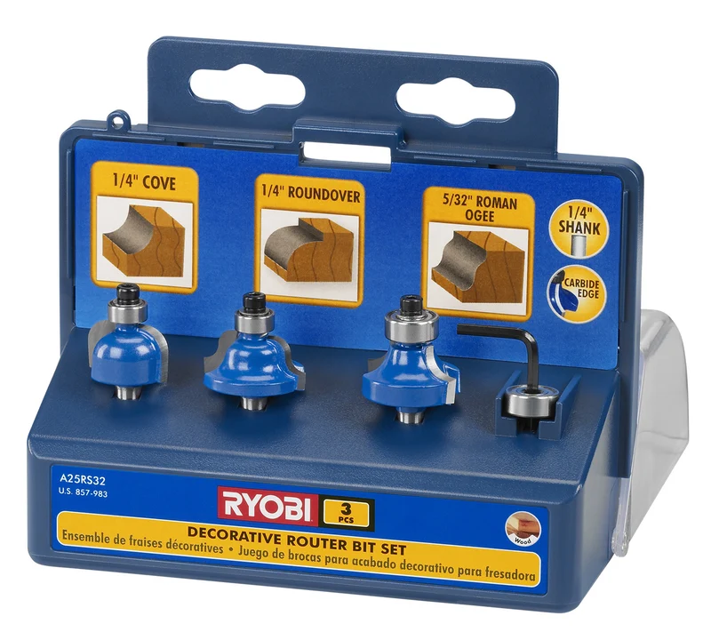 3 PC. Decorative Router Bit Set