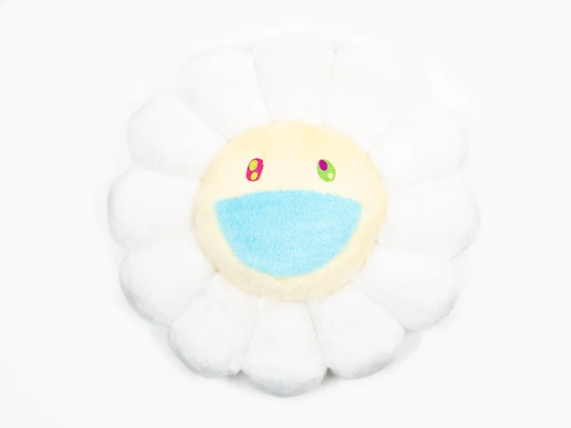 Takashi MURAKAMI - Coussin Fleur - 30 cm - Blanc (bouche bleue)