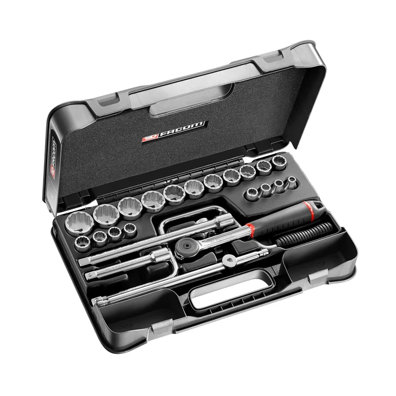 [S.161-3P12U] Coffret douilles, 12 pans en pouces, 25 pièces, 1/2"