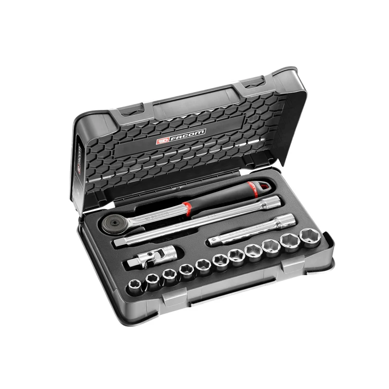 [S.161-1P6U] Coffret douilles, 6 pans en pouces, 15 pièces, 1/2"