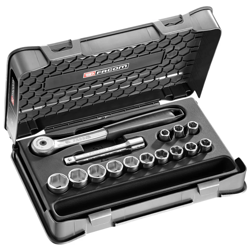 [S.151-1P6] Coffret douilles, 6 pans métriques, 15 pièces, 1/2"