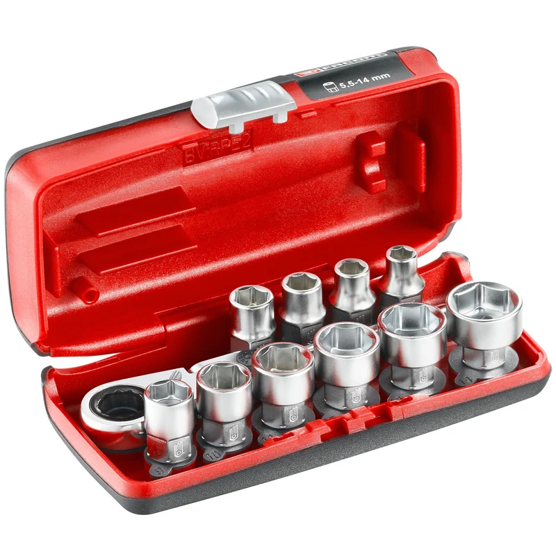 [RXPICOPB] Coffret douilles hexagonales, 6 pans métriques, 11 pièces, 1/4''