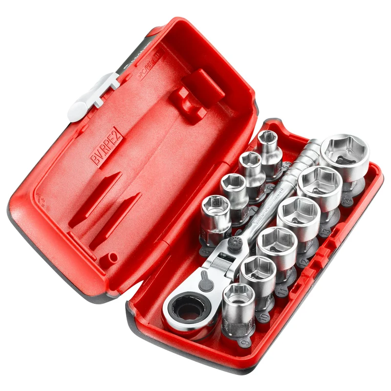 [RXPICOPB] Coffret douilles hexagonales, 6 pans métriques, 11 pièces, 1/4''