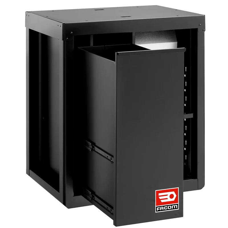[RWS2-MBSERBS] Meuble bas avec bac de recyclage et support rouleau papier - noir - RWS2