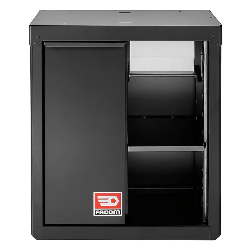 [RWS2-MBSERBS] Meuble bas avec bac de recyclage et support rouleau papier - noir - RWS2