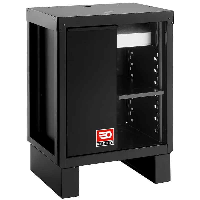 [RWS2-MBSERBS] Meuble bas avec bac de recyclage et support rouleau papier - noir - RWS2