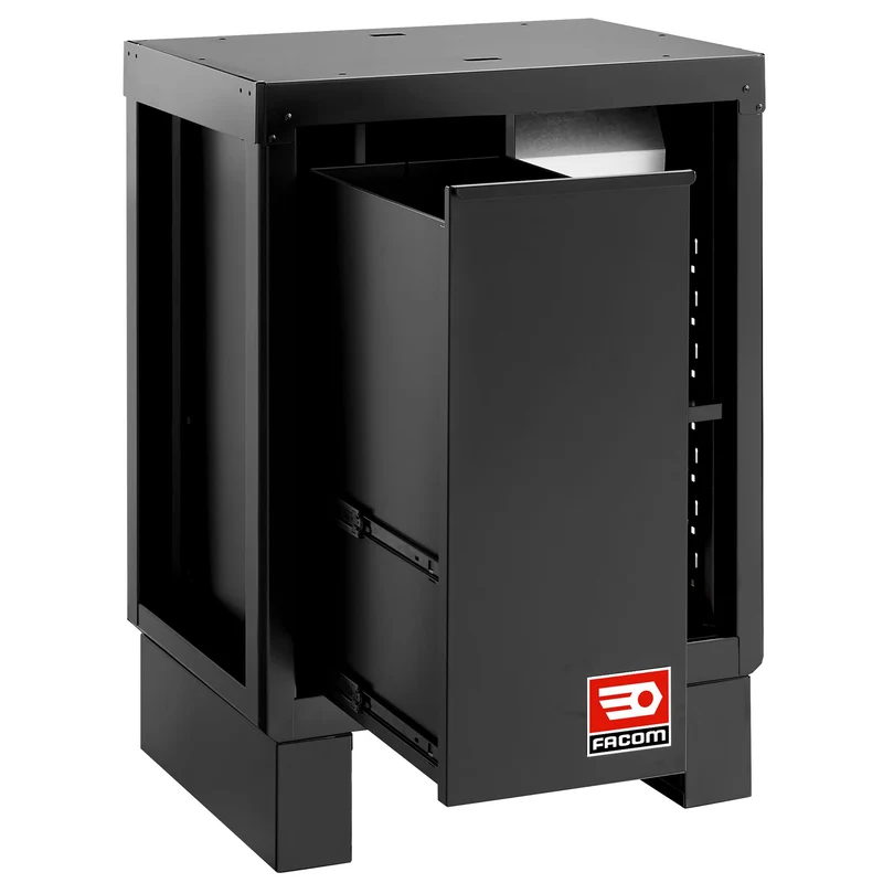 [RWS2-MBSERBS] Meuble bas avec bac de recyclage et support rouleau papier - noir - RWS2