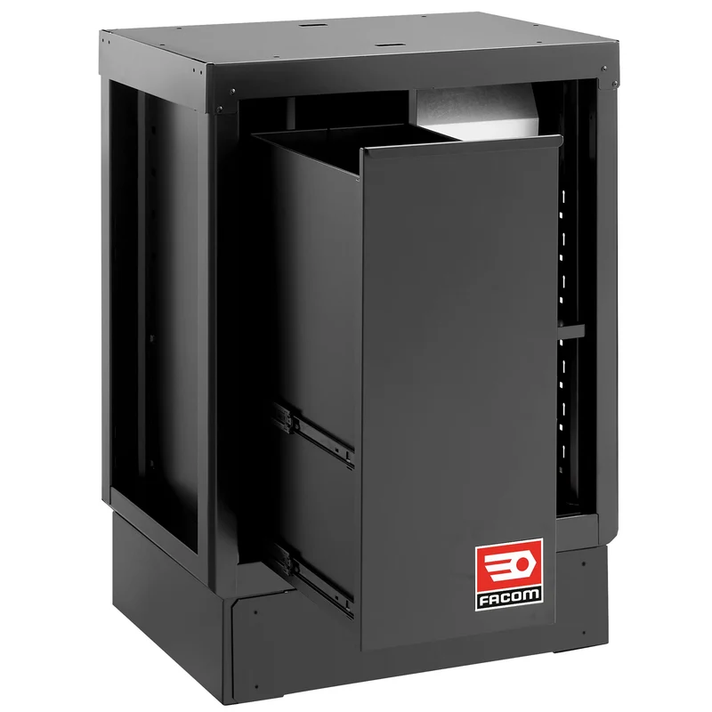 [RWS2-MBSERBS] Meuble bas avec bac de recyclage et support rouleau papier - noir - RWS2